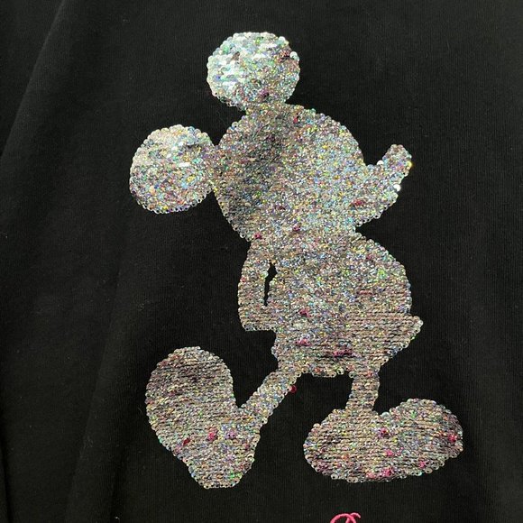 Disney Parks Disneyland Reversible Sequin Mickey Mouse Black Sweatshirt Size 1X - Picture 3 of 16